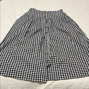 Classic Dark Navy and White Gingham Skirt